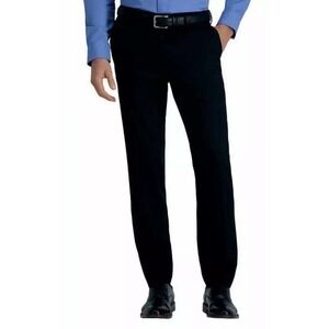 Haggar Mens Black Slim Straight Premium Flex Flat Front Dress Pants 30 x 32 NWT